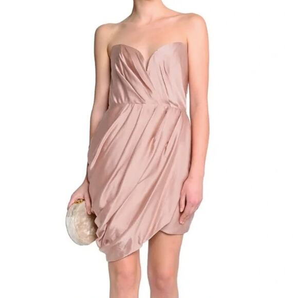 Zimmermann Nude Champagne Drape Strapless Silk Dress Size 1/US 6 - Picture 1 of 5